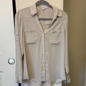 Express Light Beige Button-Up Shirt